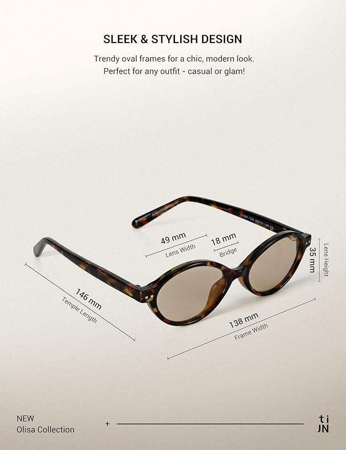 TIJN Olisa Blue Light Blocking Glasses for Women Men,Oval Glasses Frame Bluelight Glasses for Gaming/Computer/Screen