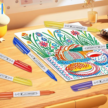 Permanent Markers Assorted Colors Set, 12 Colored Markers 12 Pack, Fine Point，Works on Wood, Plastic, Metal, and More, for Adults, Artist, Teacher, Kids