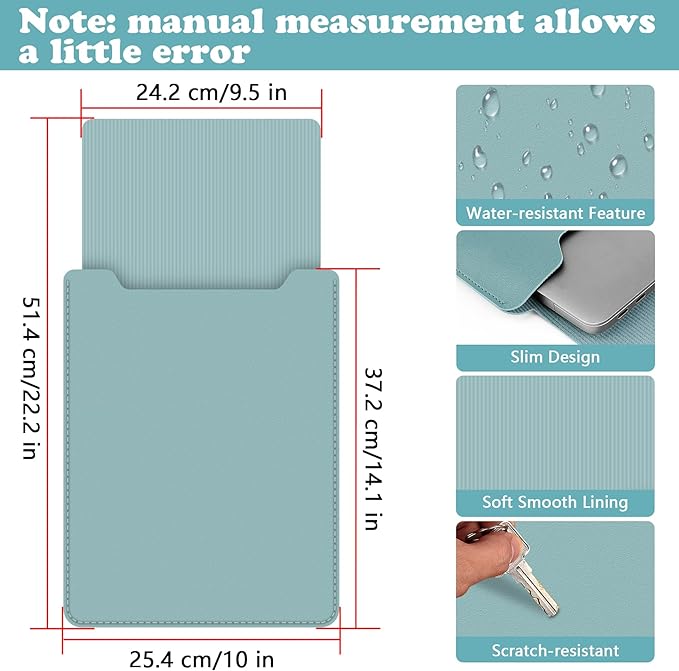 BVYA 15-16" Laptop Sleeve, PU Leather Laptop Case Compatible with MacBook Pro 16 2019-2021 M1 Pro M1 Max (A2485 A2141), Case Compatible with MacBook Pro 15 2010-2019 (A1990 A1707 A1398)