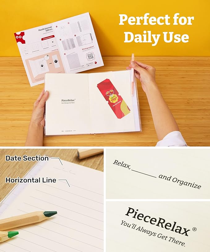 PieceRelax A5 Puzzle Journal for Adults, 300 Piece Plastic Jigsaw Book Cover (Includes Notebook) - Chupa Chups_Timeless Memories - Fun Pass, Unique Gift [YA1067]