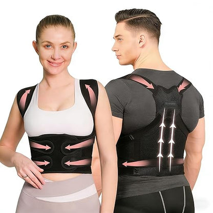 Posture Corrector for Women and Men, Back Brace with Shoulder Support, Adjustable Full Back Brace Straightener for Posture Improving, Relief for Upper & Lower Back, Shoulder Pain (Small)