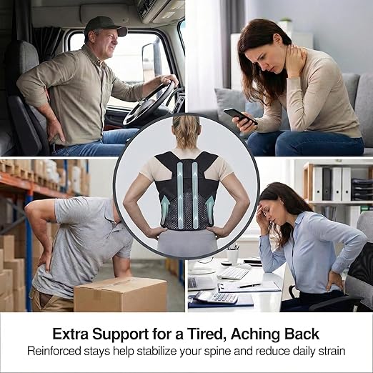 Full Back Posture Corrector for Women & Men – Pull-Back System Posture Brace – Wide Soft Straps, Breathable Mesh, Adjustable Support for Slouching, Rounded Shoulders & Upper Spine Pain Relief