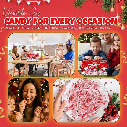 Christmas Mini Candy Canes - Red & White Peppermint Individually Wrapped for Holiday Indulgence - Bulk Christmas Candy for Kids & Adults - Holiday Decorations & Treats, 200 Pack