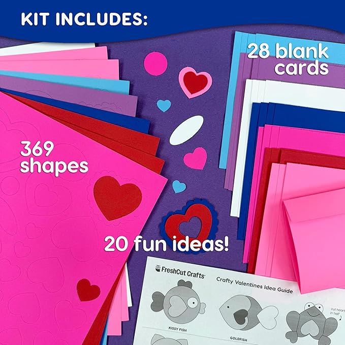397-Piece Valentine’s Day Punch-Out Paper Craft Kit for Kids, Precut Cardstock Shapes for DIY Valentine Cards, Classroom Exchange, Gift Tags, Party Crafts & Card Making