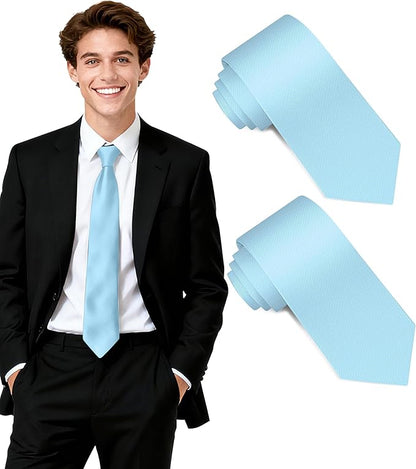 Fineknot Black Ties for Men, Formal Neckties for Men, Solid Color Mens Ties for Business, Wedding, Party, Mens Neck Tie