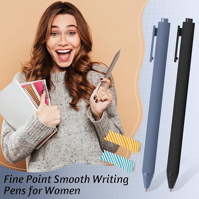 Crtiin 50 Pcs Gel Ink Pens Bulk, Black Ink 0.5mm Fine Point Retractable Pen Smooth Writing Office School Supplies for Teacher Server Operation Christmas Charity Donation Thanksgiving (Morandi Colors)