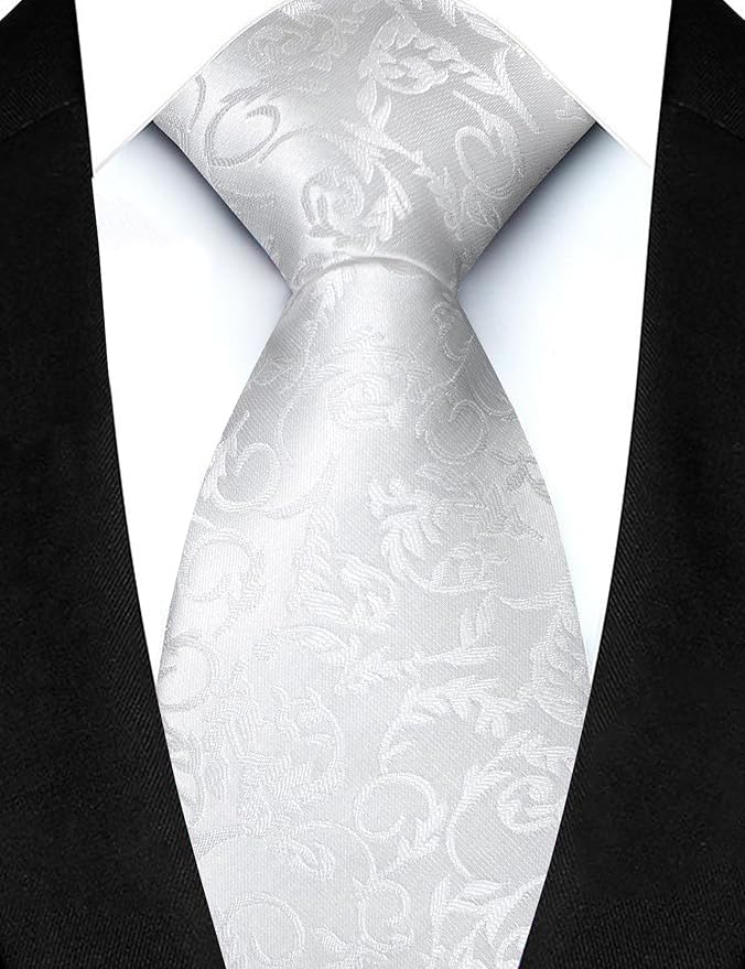 JEMYGINS Mens Floral Tie and Lapel Pin Necktie Pocket Square and Tie Clip with Sets for Business Casual 4PCS