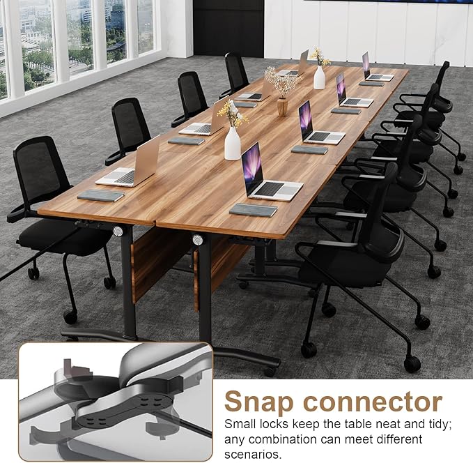Conference Room Table with Flip-Top Design for Dynamic Meetings, Business Table Computer Desk with Heavy-Duty Frame,Foldable Seminar Meeting Tables for Home Office (6, C, 61IN)