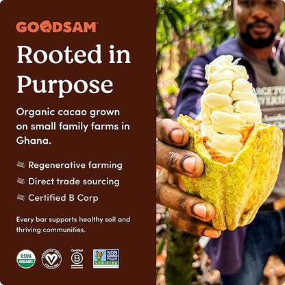 GoodSAM Hazelnut Dark Chocolate Bars - (Pack of 3) – 70% Cacao Premium Organic Dark Chocolate with Roasted Hazelnuts – Fair Trade Snacks that Support Small Family Farms