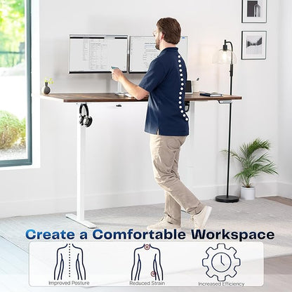 VIVO Electric 71 x 36 in Rustic Standing Desk, Memory Height Adjustment, 1B Series, Vintage Brown Top White Frame, DESK-KIT-1W7N-36