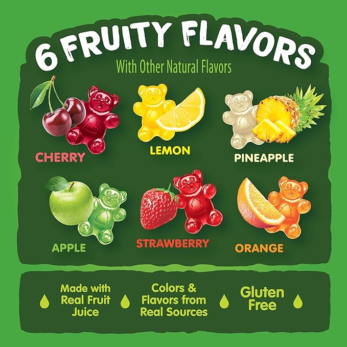 Black Forest Gummy, Bears, Fruit Flavor, Deliciously Juicy, Made with Real Fruit Juice, 10 oz