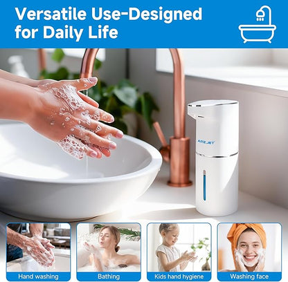 2 Pack Automatic Soap Dispenser, Touchless Rechargeable Dish Soap Dispenser, 3 Level Adjustable Dispensing, 350 ml/13oz Hand Soap Dispensers for Bathroom Kitchen (White)