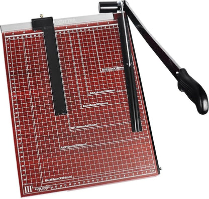 B4 Paper Cutter Paper Slicer with Safety Guard and Blade Lock Paper Trimmer Guillotine Heavy Duty Metal Base 15" Cutting Length Guillotine Paper Cutter for Office Home School(Red)