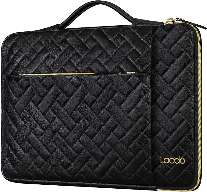 Lacdo 360° Protective 15-15.6 Inch Laptop Sleeve Case for Acer HP Dell ASUS Laptop, Acer Aspire 15, HP Pavilion/Envy 15, Dell Inspiron 15, ThinkPad/IdeaPad 15, ASUS Zenbook Computer Bag, Elegant Black