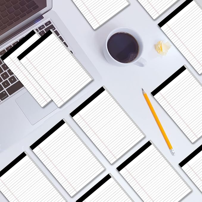 Legal Pads 5×8 Inch Notepad, 12 Pack Note Pads College Ruled Perforated Memo Pad for Work Study Daily Note Taking List, Lined Writing Pads Memo Refills Notepads for Office Home School, 30 Sheet/ Pad