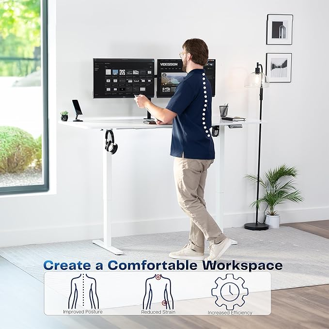 VIVO Electric 71 x 30 in Standing Desk, Memory Height Adjustment, 1B Series, White Top White Frame, DESK-KIT-1W7W
