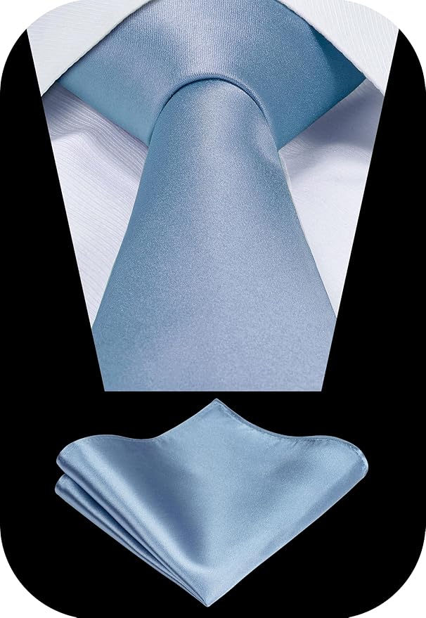 TIE G 5pcs Tie Set in WHITE OR BLACK GIFT BOX: Solid Color Necktie, Satin Bow Tie, Pocket Square, Lapel, Cuff Links