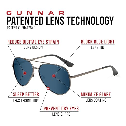 GUNNAR - Premium Gaming and Computer Glasses - Blocks 35-98% Blue Light - Maverick, Gunmetal, Sun Tint
