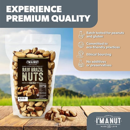 I’m A Nut Brazil Nuts, Broken, 32oz (2 lb) Distinct | Non GMO Batch Tested Gluten & Peanut Free Vegan Keto Friendly Large, Fresh Resealable bag