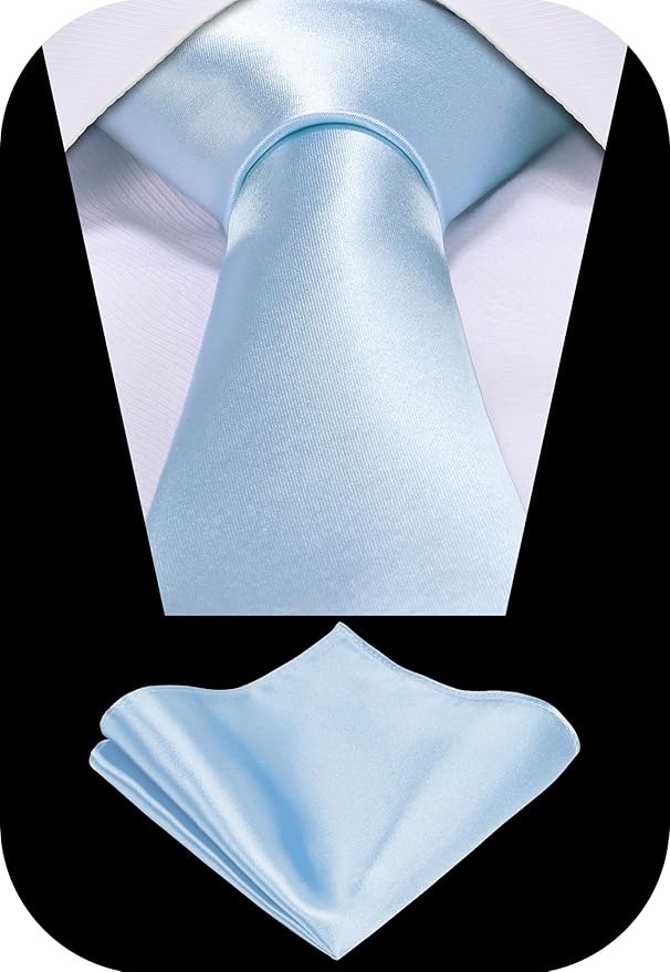 TIE G 5pcs Tie Set in WHITE OR BLACK GIFT BOX: Solid Color Necktie, Satin Bow Tie, Pocket Square, Lapel, Cuff Links