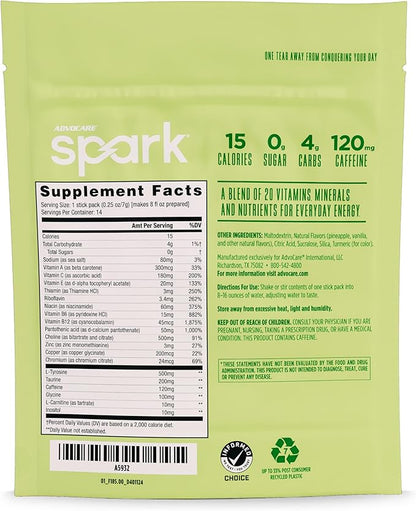 AdvoCare Spark - Energy Drink Mix - Vitamin & Amino Acid Supplement - Supports Energy & Focus - Portable Immune Support - Sugar-Free - Pineapple Whip, 14 Stick Packs (3.5 oz)