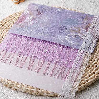 15Pcs Handmade Scrapbook Art Paper Craft Textured Paper Colorful A5 sheet Mesh Special Paper Mix for Scrapbooking Junk Journal Journaling Supplies DIY Materials,5.8x8.2 inches (Purple)