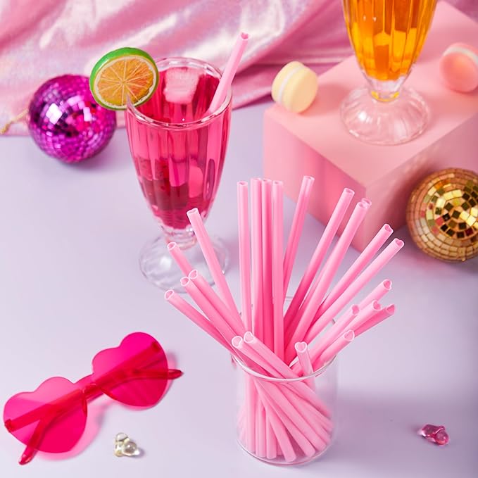 JOYIN 120 PCS Valentine Heart Shaped Pink Straws, Reusable Drinking Cute Straw for Valentine's day Cocktail, Birthday Party, Bridal Shower, Wedding Supplies, Valentine Party