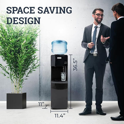Igloo Top Loading Water Cooler for Hot & Cold Dispenser – Black, Holds 3 & 5 Gallon Jugs, Child Safety Lock – for Homes, Kitchens, Offices, Dorms