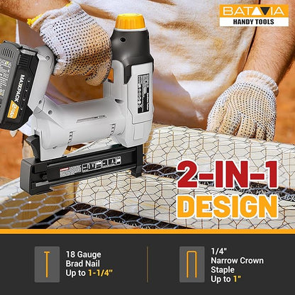 20V Nail Gun Battery Powered, 18 Gauge 2 in 1 Cordless Brad Nailer Stapler for Home Improvement and Woodworking, Electric Staple Gun with 2.0Ah Battery, 800 Nails and 200 Staples Included