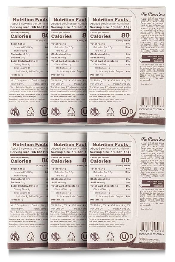 Lok Dark Chocolate Bar 70% Cacao | Fair Trade, Non GMO, Kosher, Gluten Free, Vegan, Bean-to-Bar, Paleo, Ethically Sourced Lök | 3.0 Ounce 6 Pack