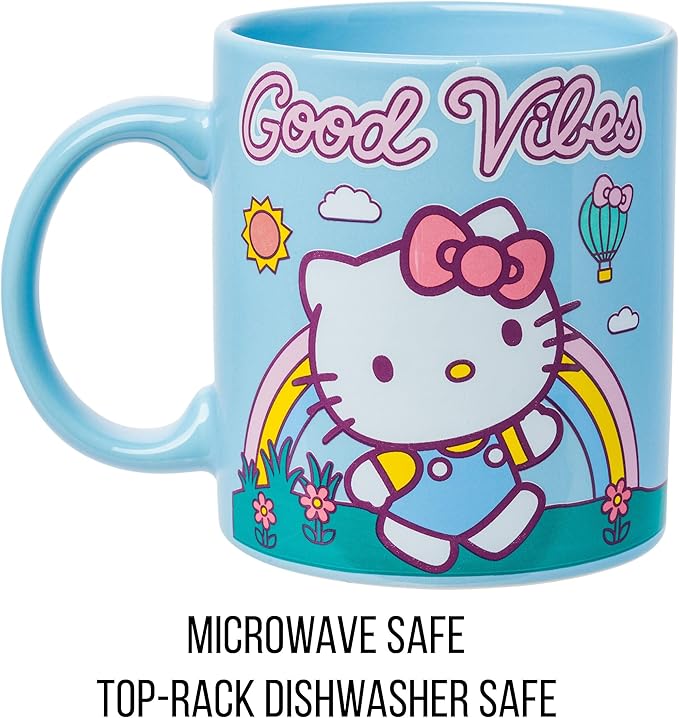 Silver Buffalo Sanrio Hello Kitty Good Vibes Ceramic Mug, 20 Ounces