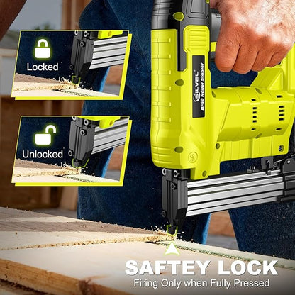 SILVEL 21V Cordless Nail Gun, 2-in-1 Electric Brad Nailer Stapler Gun with 2 * 5.0Ah Battery Powered, 1000pcs Nails, 18GA Staples,for Woodworking, Home Improvement, Carpentry, DIY Project Green