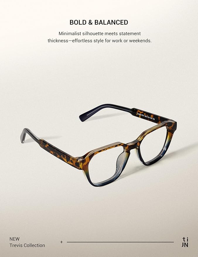 TIJN Blue Light Blocking Glasses for Women Men TR90 Rectangle Frame and Chic Preppy Style Computer Screen Glasses