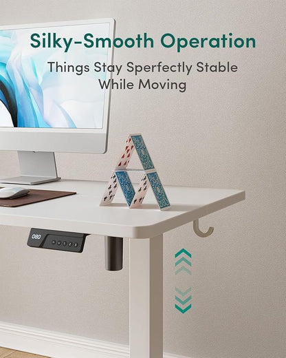 FEZIBO Electric Standing Desk Adjustable Height, 40 x 24 Inch Sit and Stand Desk, Home Office Desk, Ergonomic Workstation Computer Desk, White