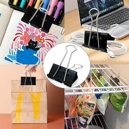 2 Inch Binder Clips(12 Pack), Extra Large Binder Clips Heavy Duty Paper Clamps for Office and Home Supplies, Black