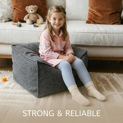 Square Boucle Pouf Ottoman Footrest – Soft & Lightweight Footstool with Foam Filling for Living Room & Bedroom, Laid-Back Lounge Style