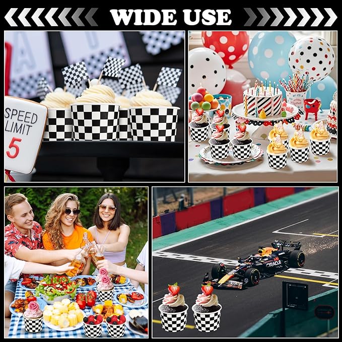 Honeydak 400 Pack 150 ml/ 5 oz Checkered Ice Cream Cups for Party Small Ice Cream Cups Disposable Treat Paper Cups Dessert Snacks Sundae Yogurt Container Wedding Birthday Party Supplies