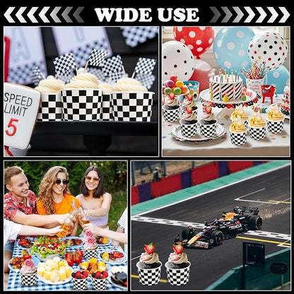 Honeydak 400 Pack 150 ml/ 5 oz Checkered Ice Cream Cups for Party Small Ice Cream Cups Disposable Treat Paper Cups Dessert Snacks Sundae Yogurt Container Wedding Birthday Party Supplies