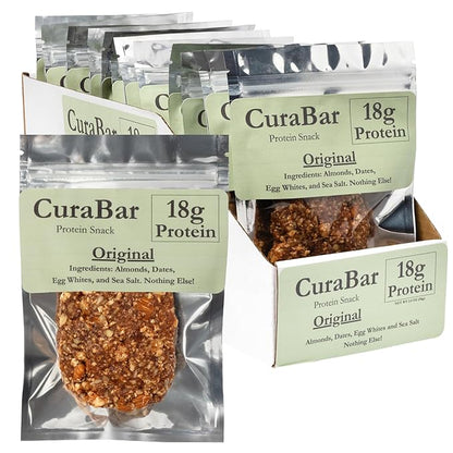 CuraBar Protein Bars – Original, 17g Protein, Low Carb, Gluten Free, Dairy Free, Healthy Snack, Seed Oil Free, No Artificial Ingredients, 12 Count