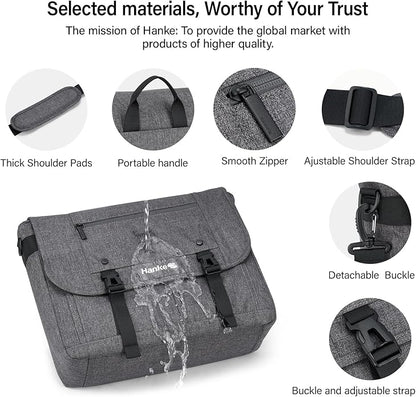 Hanke Durable Messenger Bag for Men with 15.6 Laptop Case, Business Cross Body Bag Briefcase for Women,School Work Tote Bag