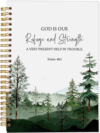 Christian Notebook Journal, Bible Journal Notebooks for Note Taking, Bible Journaling Notebook, Prayer Journal, Christian Gifts, God is Our Refuge and Strength Spiral Notebook 5.5x8.3