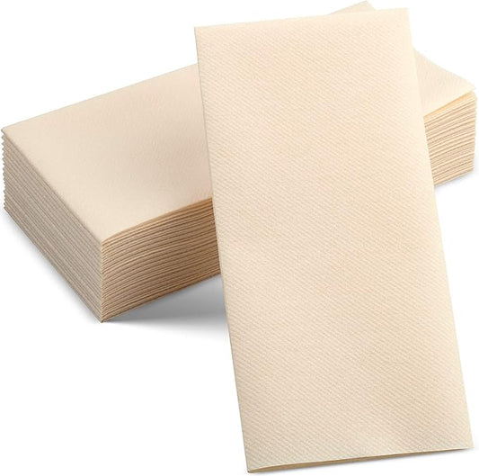 50-Pack Disposable Linen-Feel Caramel Napkins, 12" x 17" Cloth-Like Paper Dinner Napkins For Wedding, Bathroom, Party Or Event