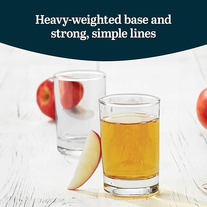 Libbey Fruit Juice Glasses, Heavy Base Glass Drinking Glasses Set of 8, Breakfast Juice Cups, Everyday Clear Drinking Glass Set for Cold Drinks