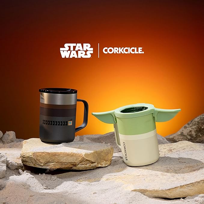 Corkcicle Classic Coffee Mug - Triple Insulated Stainless Steel for Travel - Shatter-Proof Lid - Keeps Drink Hot Over 3 Hours - Holiday Mug Gift - Great for Gifting Warmth - 16 oz - Grogu