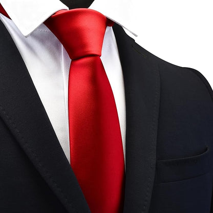 Branduce 3.15"（8cm） Mens Solid Satin Tie Pure Color Necktie for Business and Wedding + Gift Box