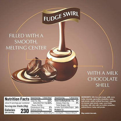 Lindt LINDOR Fudge Swirl Milk Chocolate Truffles, Milk Chocolate Candy with Smooth, Melting Truffle Center, Great for gift giving, 5.1 oz. Bag (6 Pack)