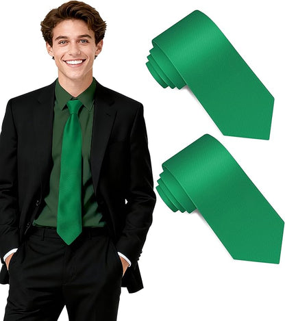 Fineknot Black Ties for Men, Formal Neckties for Men, Solid Color Mens Ties for Business, Wedding, Party, Mens Neck Tie