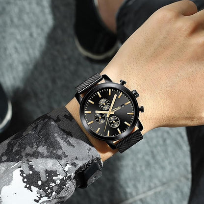 CRRJU Mens Stylish Casual Quartz Watches for Men Luxury Waterproof Calendar Chronograph Japan Movement Wristwatches