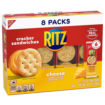 RITZ Peanut Butter and Cheese Sandwich Crackers Variety Pack, Lunch Snacks, 32 Snack Packs (6 Crackers Per Pack)