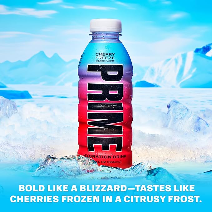 PRIME HYDRATION Duo - Blue Freeze & Cherry Freeze, Sports Drinks, Electrolyte Enhanced for Ultimate Hydration, 250mg BCAAs, B Vitamins, Antioxidants, Low Sugar, 12 Fl Oz (Pack of 24)